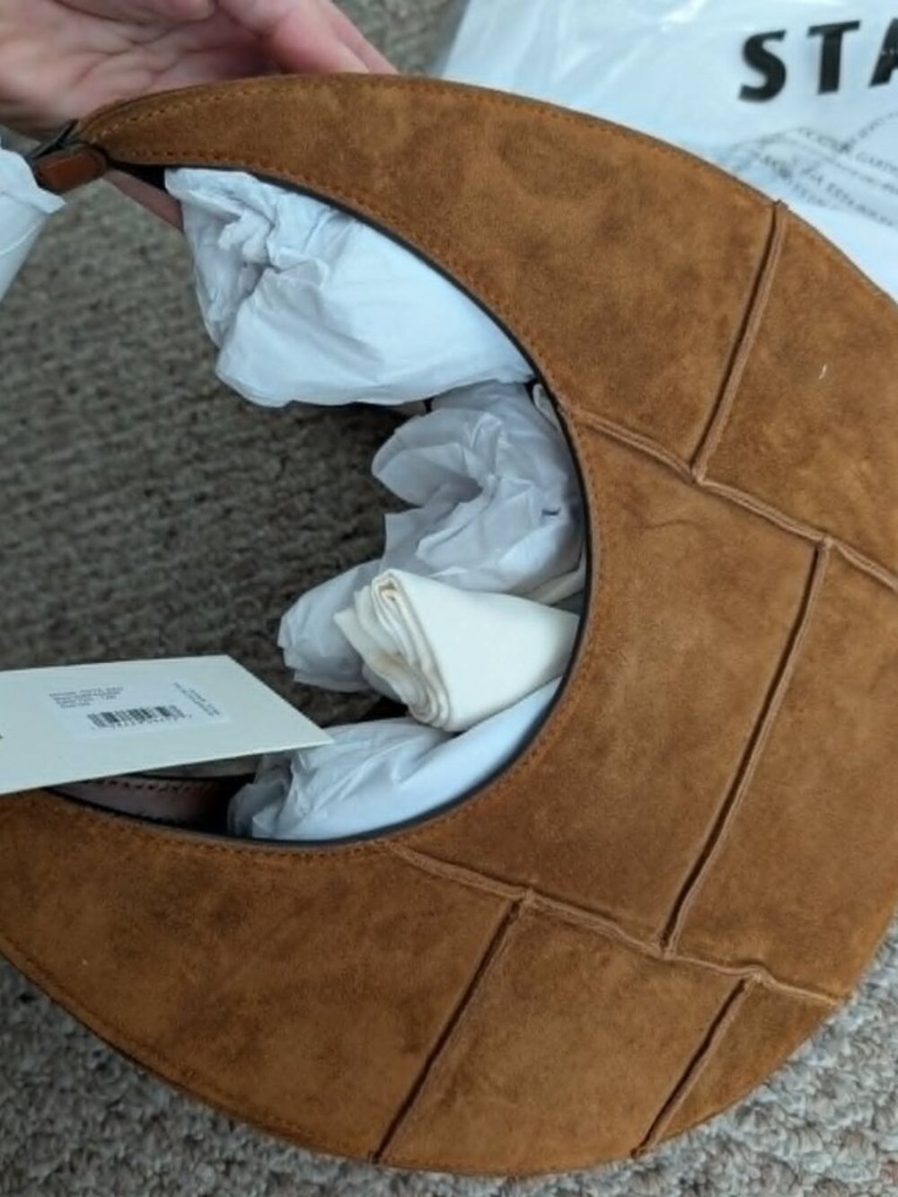 Brand New STAUD Moon Tote Bag – Brown Suede - Picture 5 of 6